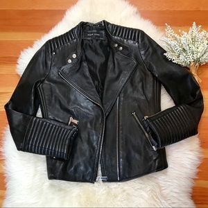 Black Rivet genuine leather black moto jacket